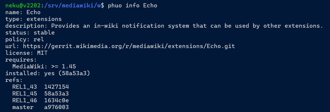The info command of phuo