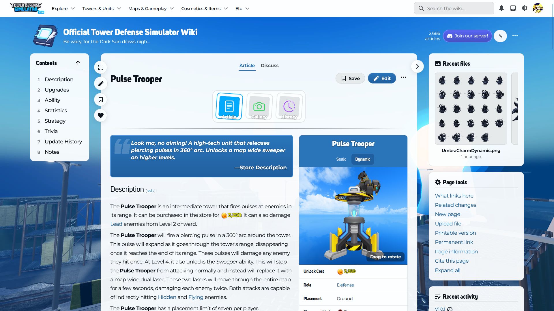 A view of the Pulse Trooper article